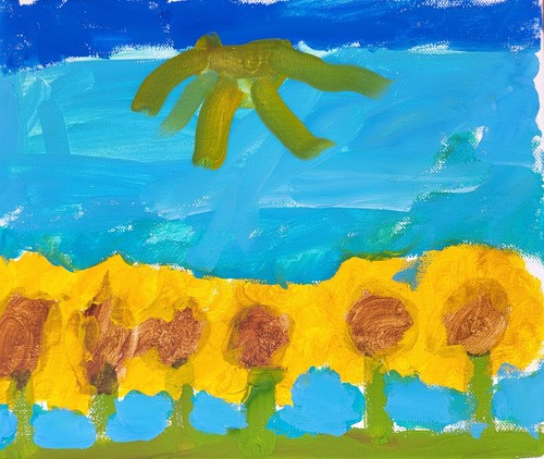 Kinderkunst sonnenblumen wie - sonnenblumen,