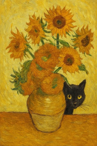 Katze van gogh sonnenblumen - van,